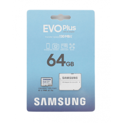 Карта памяти 4K 64GB microSDHC Class 10 Samsung Evo Plus 130Mb с адаптером