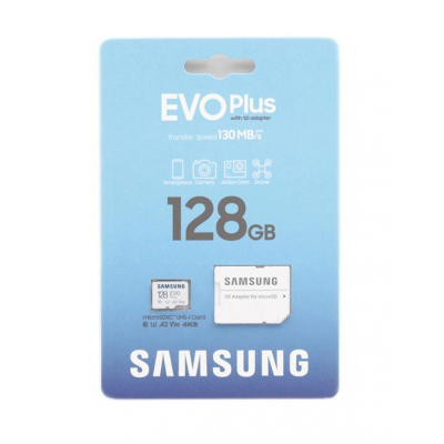 Карта памяти 4K 128GB microSDHC Class 10 Samsung Evo Plus 130Mb с адаптером
